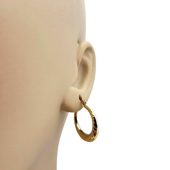 14K Yellow Gold Twisted Hoop Earrings #22724 - Picture 11 of 11